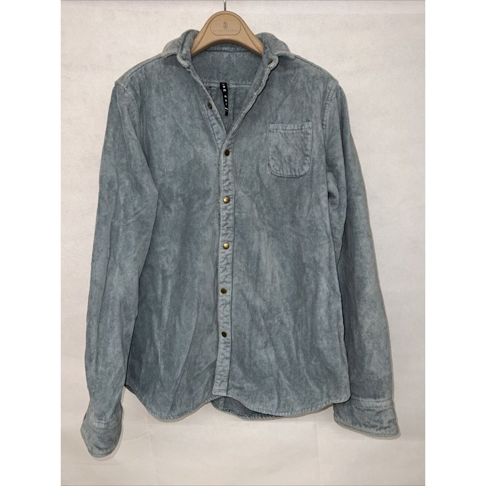Adam Mar MENS Sz Medium M  Stone Blue Montauk Oxford Shirt Button Snap J…